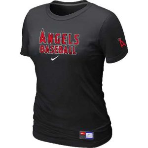 Exceptional Women's Los Angeles Angels Nike Short Sleeve Practice MLB T Shirt Black