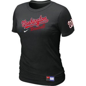 Exceptional Women's MLB Washington Nationals Black Nike Short Sleeve Practice T Shirt