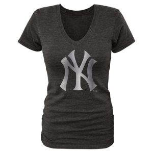 Exceptional Women's New York Yankees Fanatics Apparel Platinum Collection V Neck Tri Blend T Shirt Black
