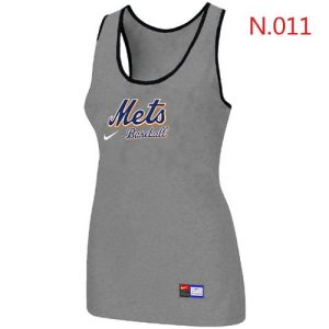 Exceptional Women's Nike New York Mets Tri Blend Racerback Stretch Tank Top Light Grey
