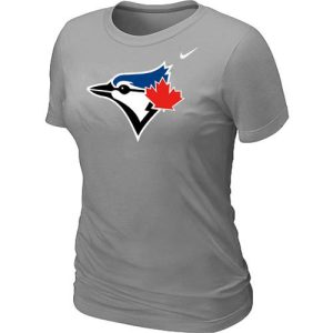 Exceptional Women's Nike Toronto Blue Jays Authentic Logo T Shirt Light Grey
