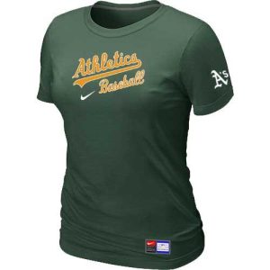 Exceptional Women's Oakland Athletics Nike Short Sleeve Practice MLB T Shirt Dark Green