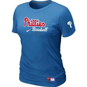 Exceptional Women's Philadelphia Phillies Nike Short Sleeve Practice MLB T Shirt Indigo Blue