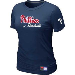Exceptional Women's Philadelphia Phillies Nike Short Sleeve Practice MLB T Shirt Midnight Blue