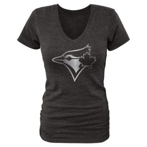 Exceptional Women's Toronto Blue Jays Fanatics Apparel Platinum Collection V Neck Tri Blend T Shirt Black