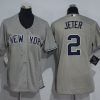 Exceptional Yankees #2 Derek Jeter Grey Women's Road Stitched MLB Jersey Collectors this is a must have Add it to your collection by ordering