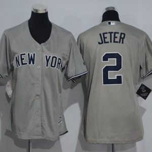Exceptional Yankees #2 Derek Jeter Grey Women's Road Stitched MLB Jersey Collectors this is a must have Add it to your collection by ordering