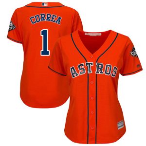 Fantastic Astros #1 Carlos Correa Orange Alternate 2019 World Series Bound Women's Stitched MLB Jersey Hurry Exclusive offer Place your order immediately for a great jersey