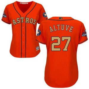 Fantastic Astros #27 Jose Altuve Orange 2018 Gold Program Cool Base Women's Stitched MLB Jersey Retailers boost your inventory Order now to meet customer demand