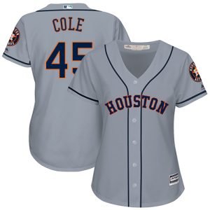 Fantastic Astros #45 Gerrit Cole Grey Road Women's Stitched MLB Jersey Sports fans this is your chance Order soon to be part of the action