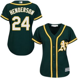 Fantastic Athletics #24 Rickey Henderson Green Alternate Women's Stitched MLB Jersey Retailers boost your inventory Order now to meet customer demand