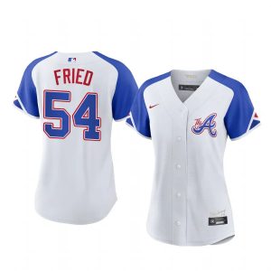Fantastic Atlanta Braves #54 Max Fried 2023 City Connect Women's Nike Atlanta Jersey   White Be among the first buyers Order now to enjoy top notch quality