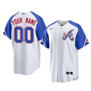 Fantastic Atlanta Braves Custom 2023 City Connect Men's Nike Atlanta Jersey   White