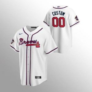 Fantastic Atlanta Braves Custom Men's Nike 150th Anniversary 2021 World Series Game MLB Jersey   White