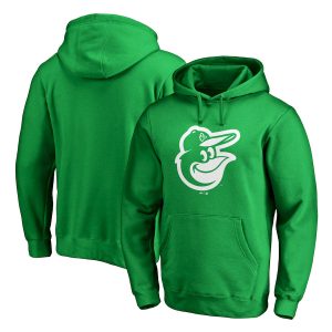 Fantastic Baltimore Orioles Majestic St. Patrick's Day White Logo Pullover Hoodie Kelly Green