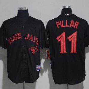 Fantastic Blue Jays #11 Kevin Pillar Black Strip Stitched MLB Jersey