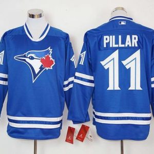 Fantastic Blue Jays #11 Kevin Pillar Blue Long Sleeve Stitched MLB Jersey