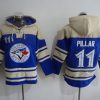 Fantastic Blue Jays #11 Kevin Pillar Blue Sawyer Hooded Sweatshirt MLB Hoodie