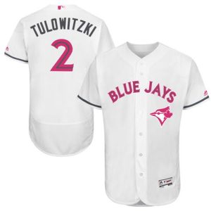 Fantastic Blue Jays #2 Troy Tulowitzki White Flexbase Authentic Collection Mother's Day Stitched MLB Jersey