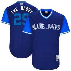 Fantastic Blue Jays #29 Devon Travis Navy The Babby Players Weekend Authentic Stitched MLB Jersey