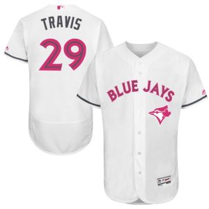 Fantastic Blue Jays #29 Devon Travis White Flexbase Authentic Collection Mother's Day Stitched MLB Jersey