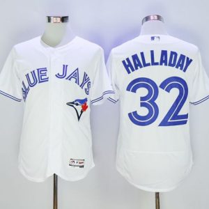 Fantastic Blue Jays #32 Roy Halladay White Flexbase Authentic Collection Stitched MLB Jersey