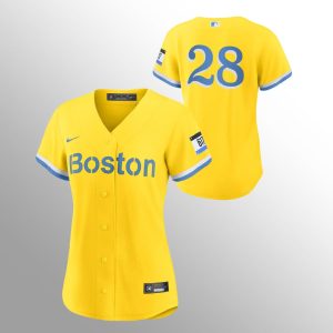 Fantastic Boston Red Sox #28 J.D. Martinez Women's Nike 2021 City Connect Gold Fans Version MLB Jersey   No Name Limited stock Order now to show your love for your team