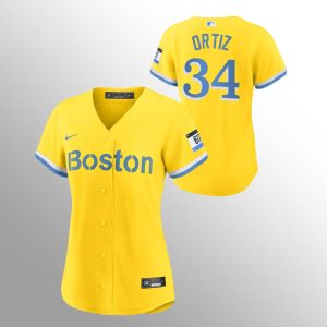 Fantastic Boston Red Sox #34 David Ortiz Women's Nike 2021 City Connect Gold Fans Version MLB Jersey Sports enthusiasts seize this opportunity Order now to feel the game excitement