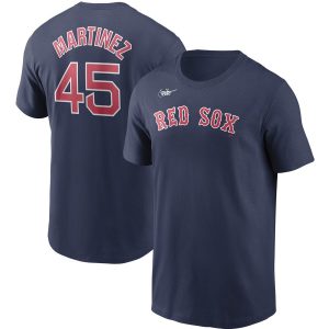 Fantastic Boston Red Sox #45 Pedro Martinez Nike Cooperstown Collection Name & Number T Shirt Navy Limited stock Order now to show your love for your team