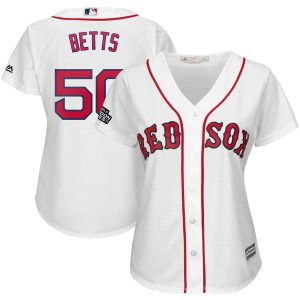 Fantastic Boston Red Sox #50 Mookie Betts Majestic Women's 2019 London Series Cool Base Player Jersey White Limited stock Order now to show your love for your team