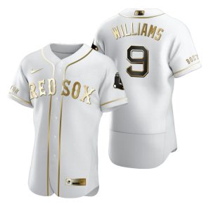 Fantastic Boston Red Sox #9 Ted Williams White Nike Men's Authentic Golden Edition MLB Jersey