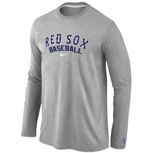 Fantastic Boston Red Sox Long Sleeve MLB T Shirt Grey