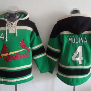 Fantastic Cardinals #4 Yadier Molina Green Sawyer Hooded Sweatshirt MLB Hoodie