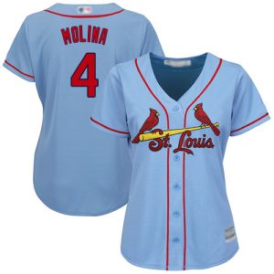 Fantastic Cardinals #4 Yadier Molina Light Blue Alternate Women's Stitched MLB Jersey Hurry Exclusive offer Place your order immediately for a great jersey