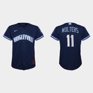 Fantastic Chicago Cubs #11 Tony Wolters Youth Nike 2021 City Connect Navy MLB Jersey Limited stock Order now to show your love for your team