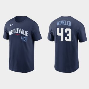 Fantastic Chicago Cubs #43 Dan Winkler Men's Nike 2021 City Connect Wordmark T Shirt    Navy Be among the first buyers Order now to enjoy top notch quality