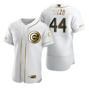 Fantastic Chicago Cubs #44 Anthony Rizzo White Nike Men's Authentic Golden Edition MLB Jersey