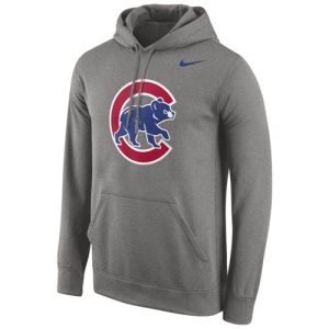 Fantastic Chicago Cubs Nike Logo Performance Pullover Gray MLB Hoodie