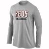 Fantastic Cincinnati Reds Long Sleeve MLB T Shirt Grey