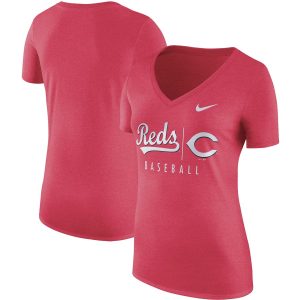 Fantastic Cincinnati Reds Nike Women's Practice Tri Blend V Neck T Shirt Red