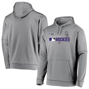 Fantastic Colorado Rockies Majestic Authentic Collection Team Distinction Pullover Hoodie Platinum