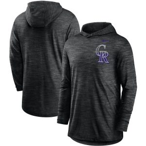 Fantastic Colorado Rockies Nike Split Logo Performance Long Sleeve Hoodie Top Black