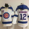 Fantastic Cubs #12 Kyle Schwarber White Sawyer Hooded Sweatshirt MLB Hoodie
