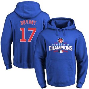Fantastic Cubs #17 Kris Bryant Blue 2016 World Series Champions Pullover MLB Hoodie