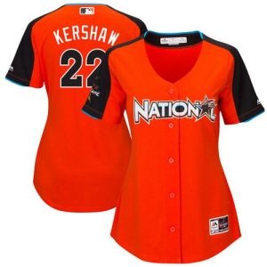 Fantastic Dodgers #22 Clayton Kershaw Orange 2017 All Star National League Women's Stitched MLB Jersey Retailers boost your inventory Order now to meet customer demand