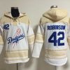 Fantastic Dodgers #42 Jackie Robinson White Sawyer Hooded Sweatshirt MLB Hoodie