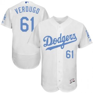 Fantastic Dodgers #61 Alex Verdugo White Flexbase Authentic Collection Father's Day Stitched MLB Jersey