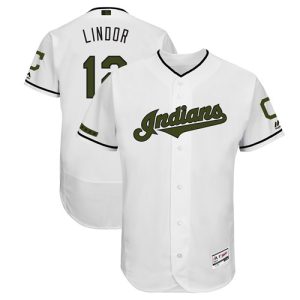 Fantastic Guardians #12 Francisco Lindor White Flexbase Authentic Collection 2018 Memorial Day Stitched MLB Jersey