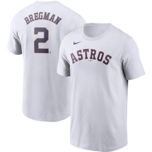 Fantastic Houston Astros #2 Alex Bregman Nike Name & Number T Shirt White Retailers boost your inventory Order now to meet customer demand