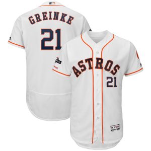 Fantastic Houston Astros #21 Zack Greinke Majestic 2019 Postseason Authentic Flex Base Player Jersey White